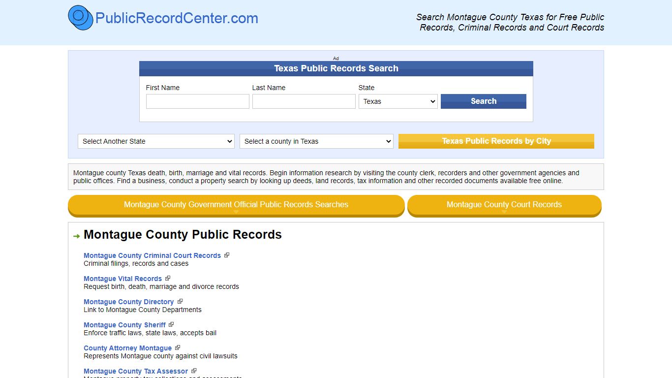 Montague County Texas Free Public Records - Court Records ...